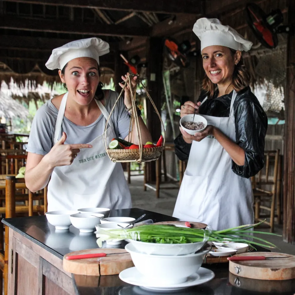 Sarah and Laura together in Vietnam.